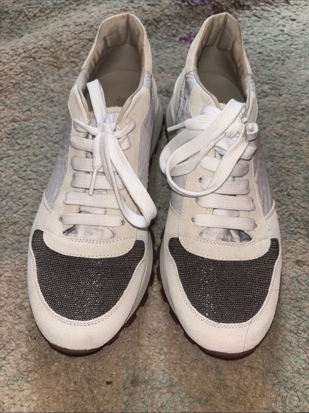 Brunello Cucinelli Women's Neutral White & Gray Casual Sneakers